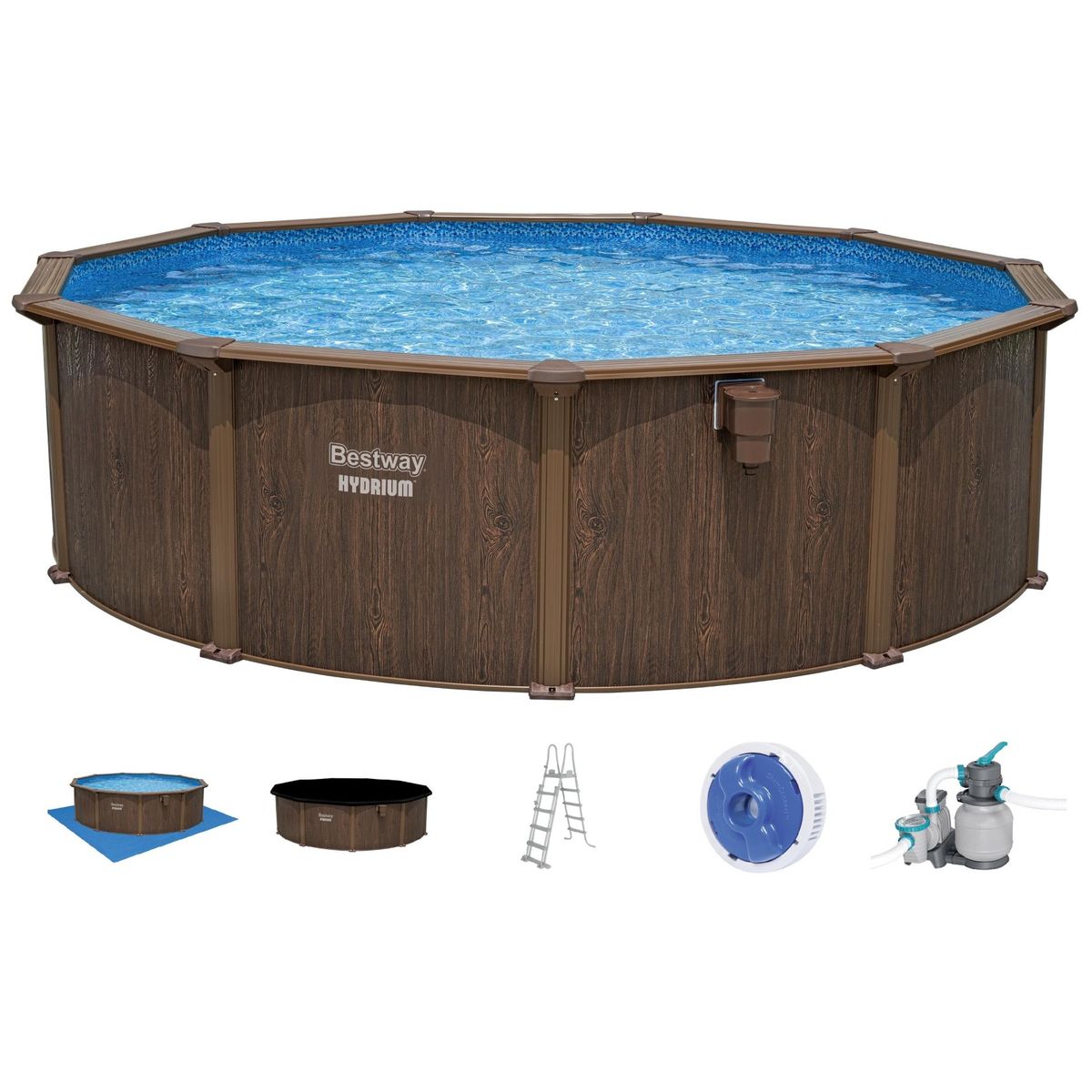 Bestway Hydrium 488 x 132 cm stål pool m/sandfilter, Skimmer mv