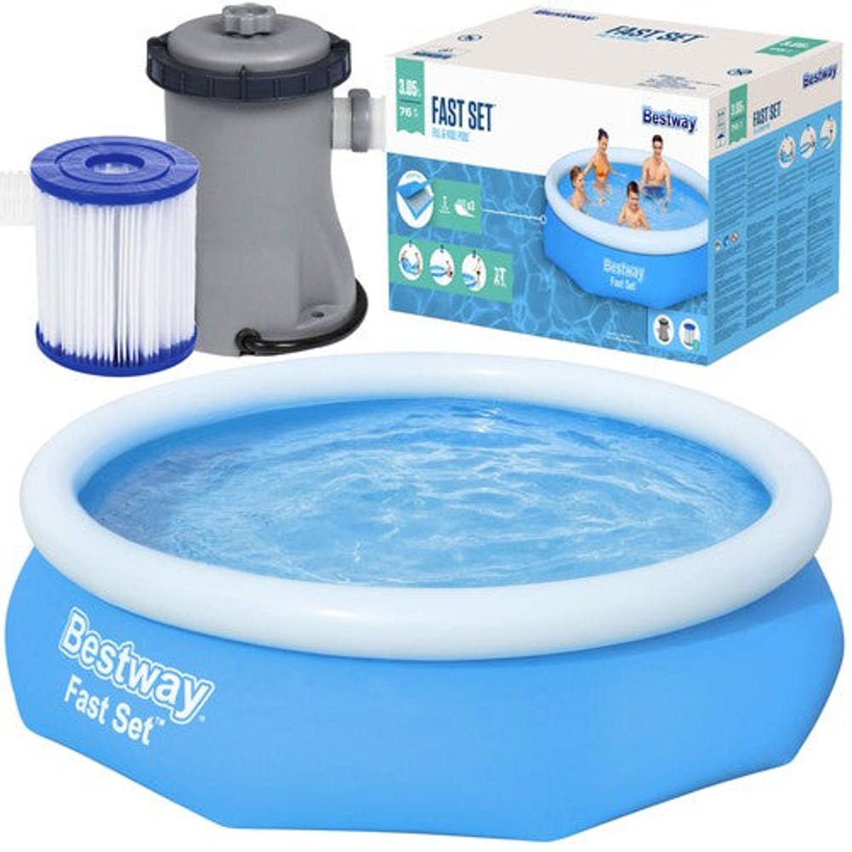 Bestway Pool med Pumpe 305x76 cm Perfekt til Haven