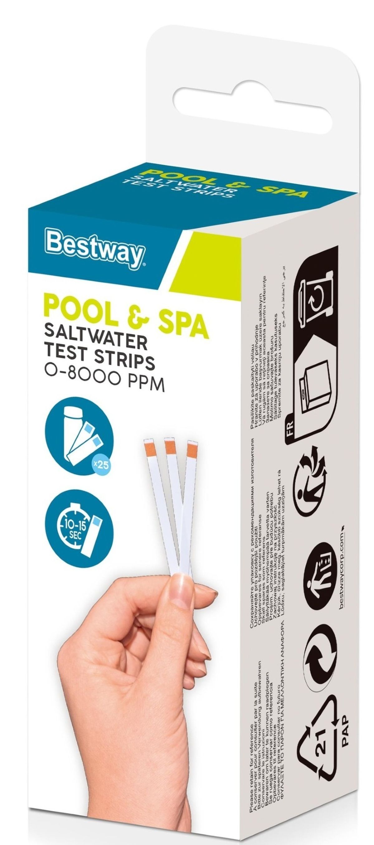 Bestway Pool / Spa Saltvandsteststrimler (25 stk.)