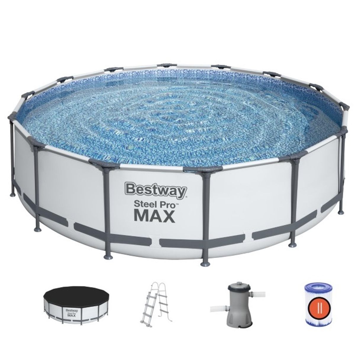 Bestway Steel Pro MAX Frame Pool 427 x 107cm m/pumpe, stige m.v.