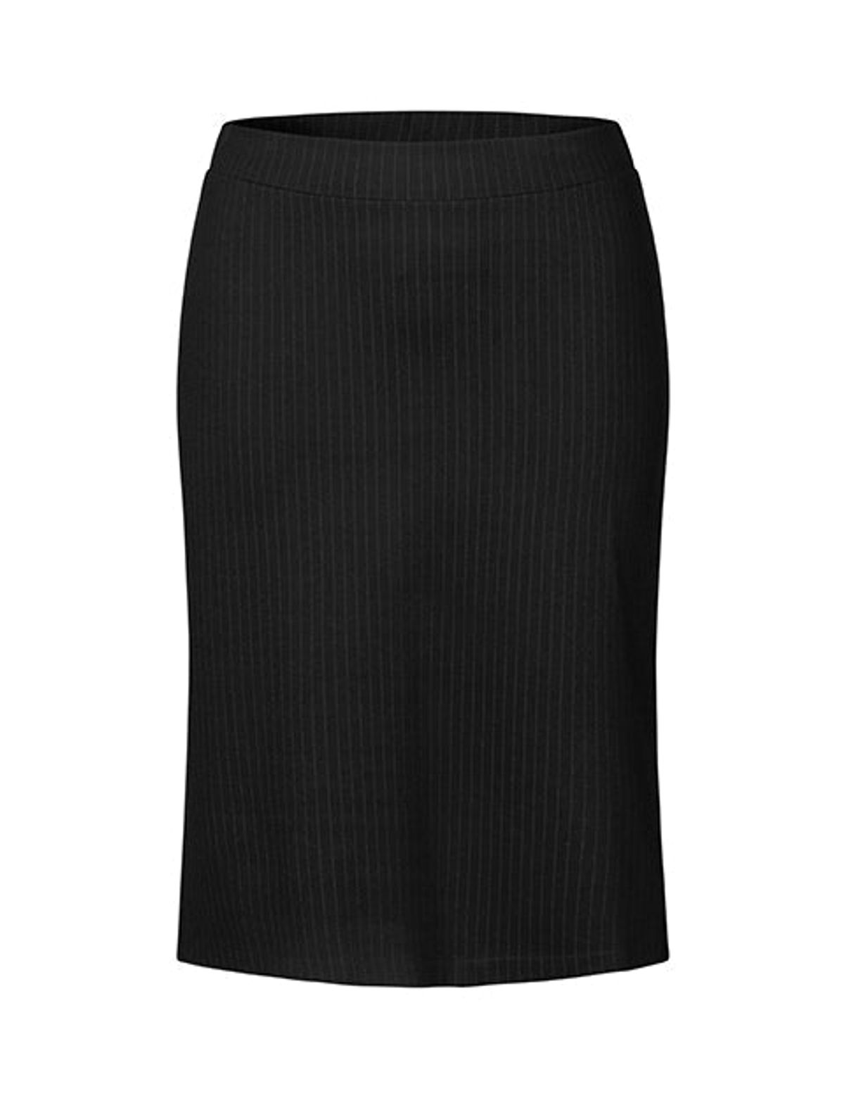 Betty pencil skirt i nålestribet sort jersey - M/42-44