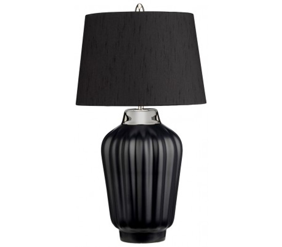 Bexley Bordlampe i keramik og tekstil H56 cm 1 x E27 - Sort/Poleret nikkel