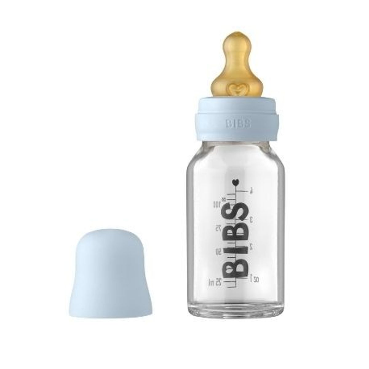 Bibs Baby Glass Bottle, Sutteflaske - Komplet Sæt, 110 Ml