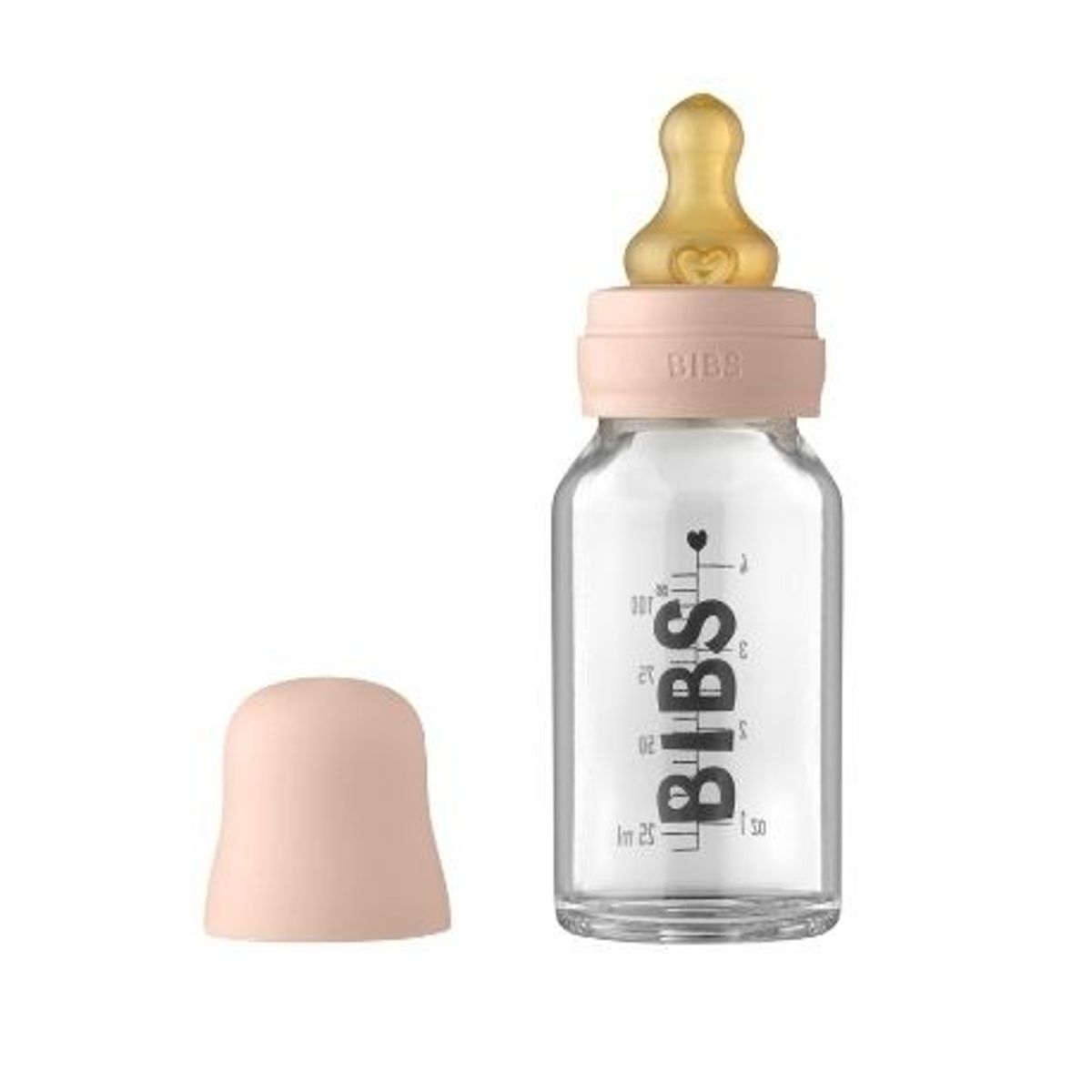 Bibs Baby Glass Bottle, Sutteflaske - Komplet Sæt, 110 Ml