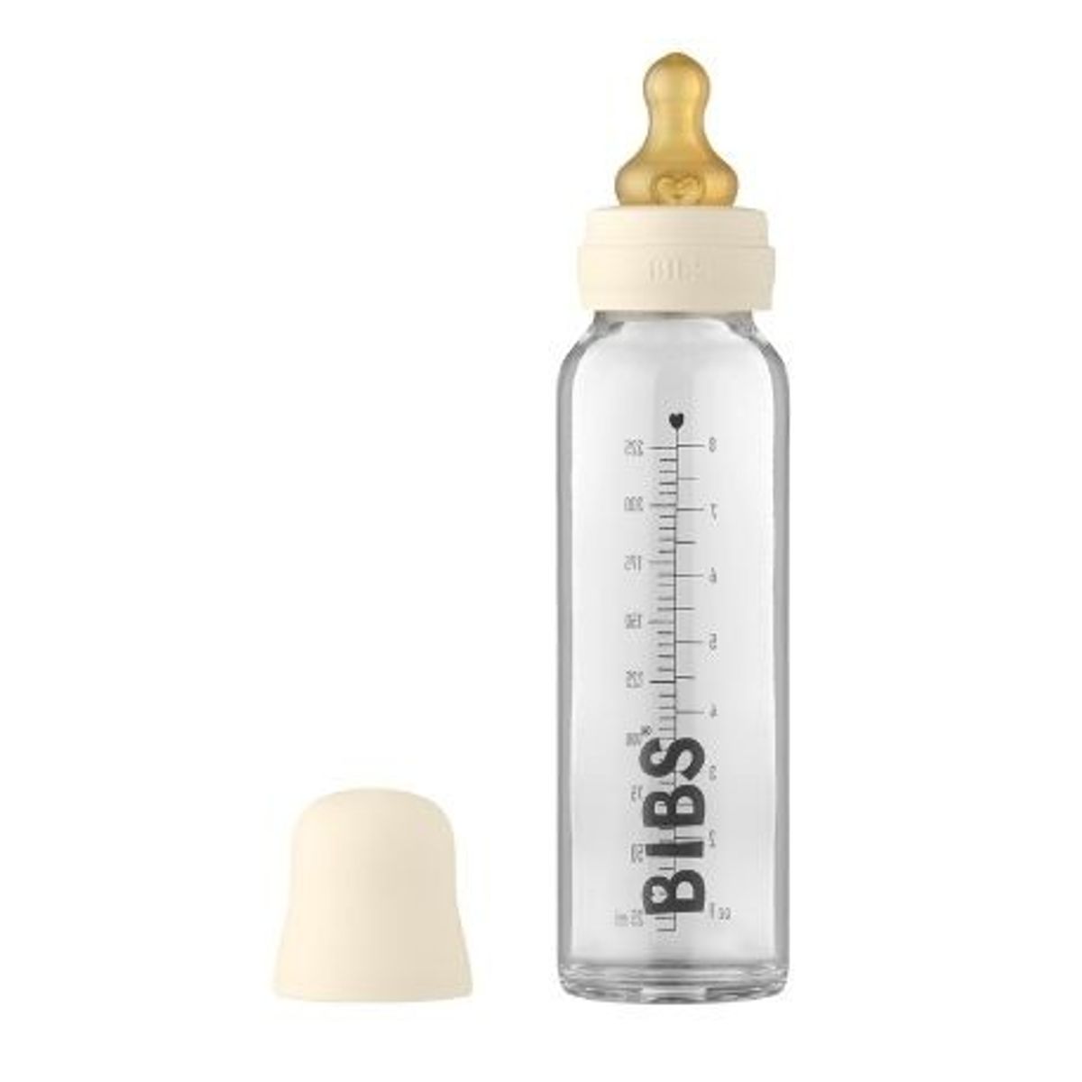 Bibs Baby Glass Bottle, Sutteflaske - Komplet Sæt, 225 Ml.