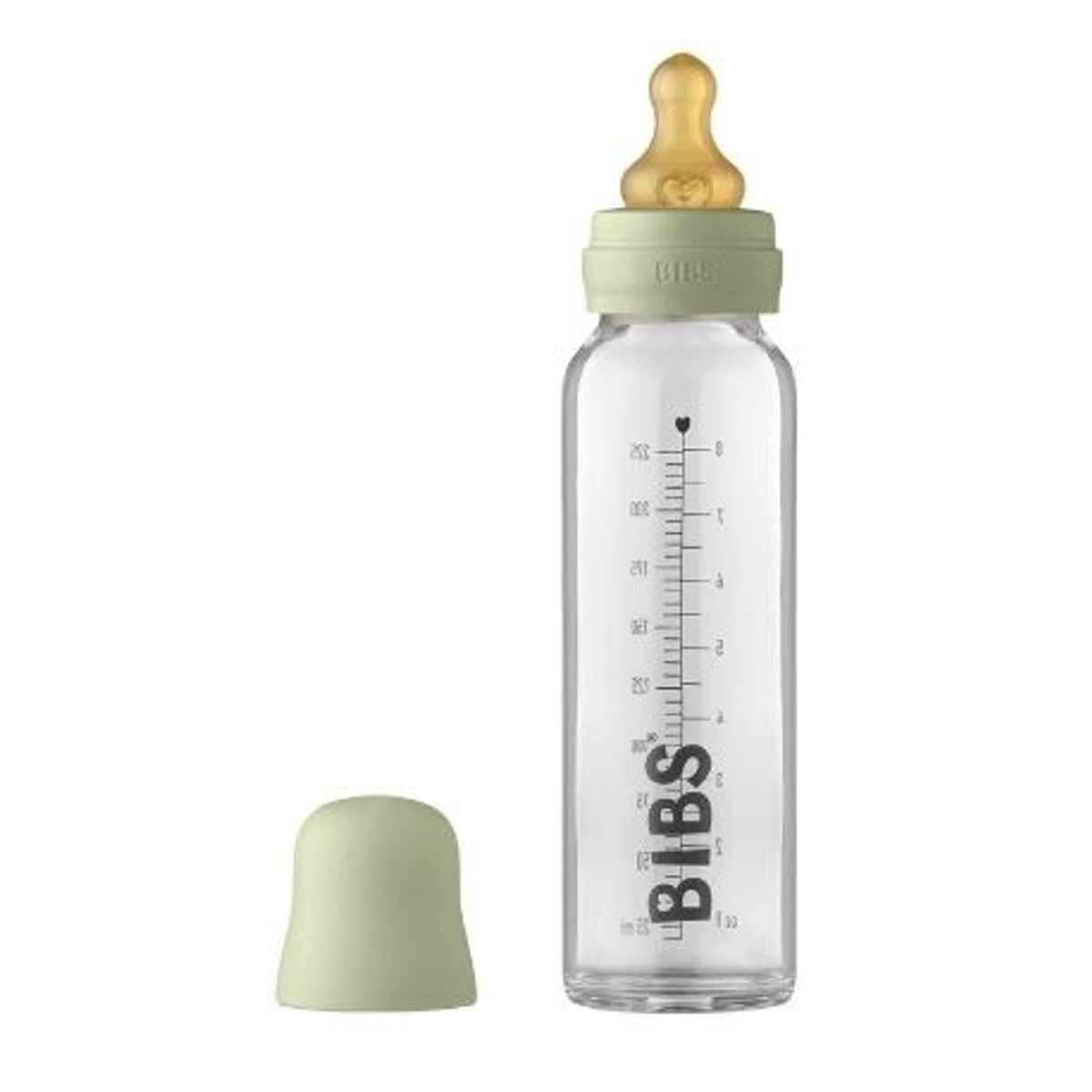 Bibs Baby Glass Bottle, Sutteflaske - Komplet Sæt, 225 Ml.