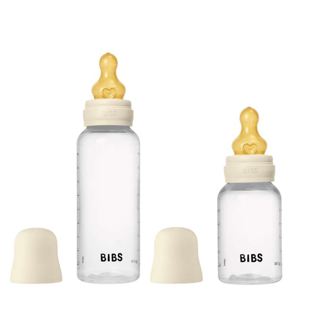 BIBS Bottle - Grow and Flow Sutteflaskesæt - Plastik - Latex/Rund - 150 ml./270 ml. - 2-Pak - Ivory