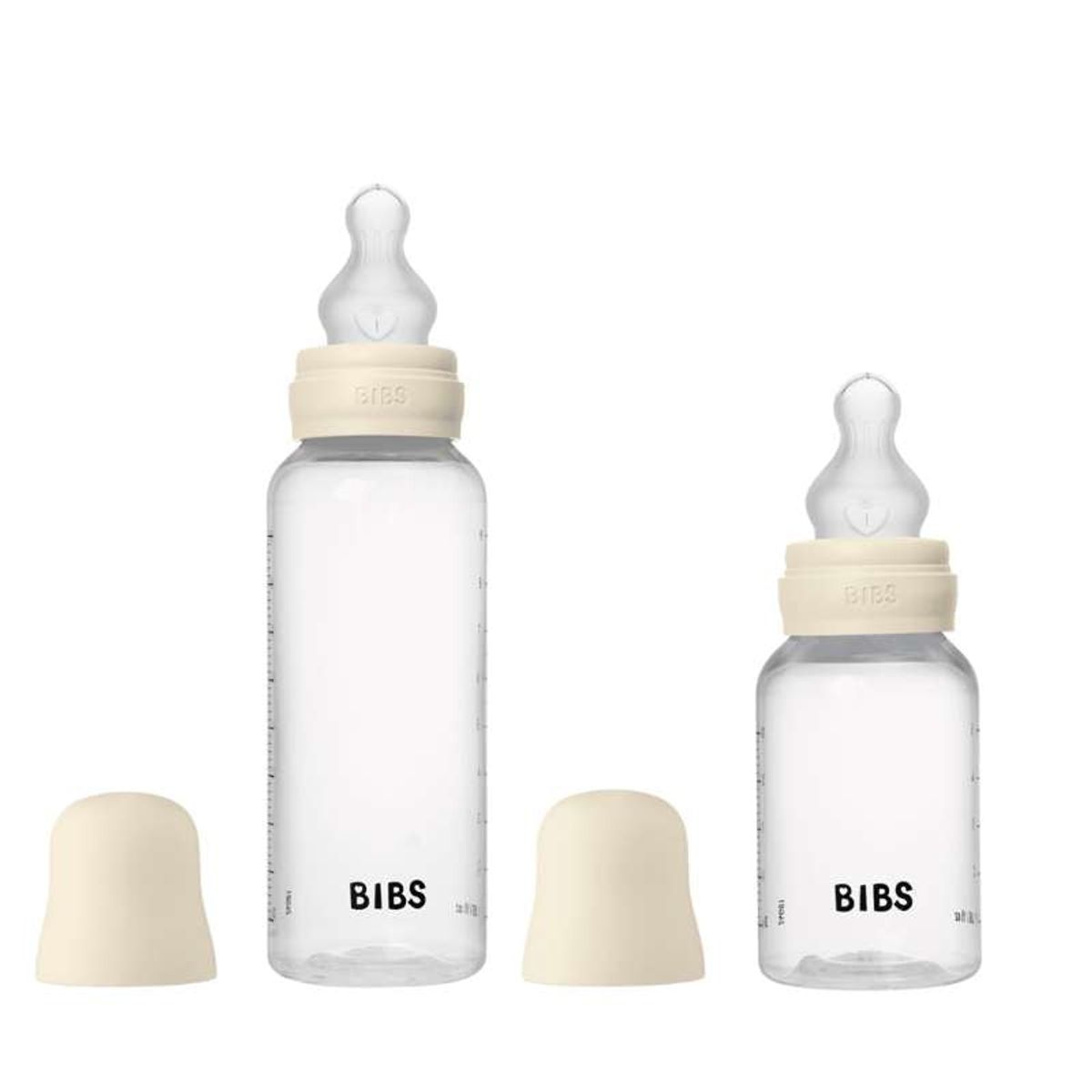 BIBS Bottle - Grow and Flow Sutteflaskesæt - Plastik - Silikone/Rund - 150 ml./270 ml. - 2-Pak - Ivory