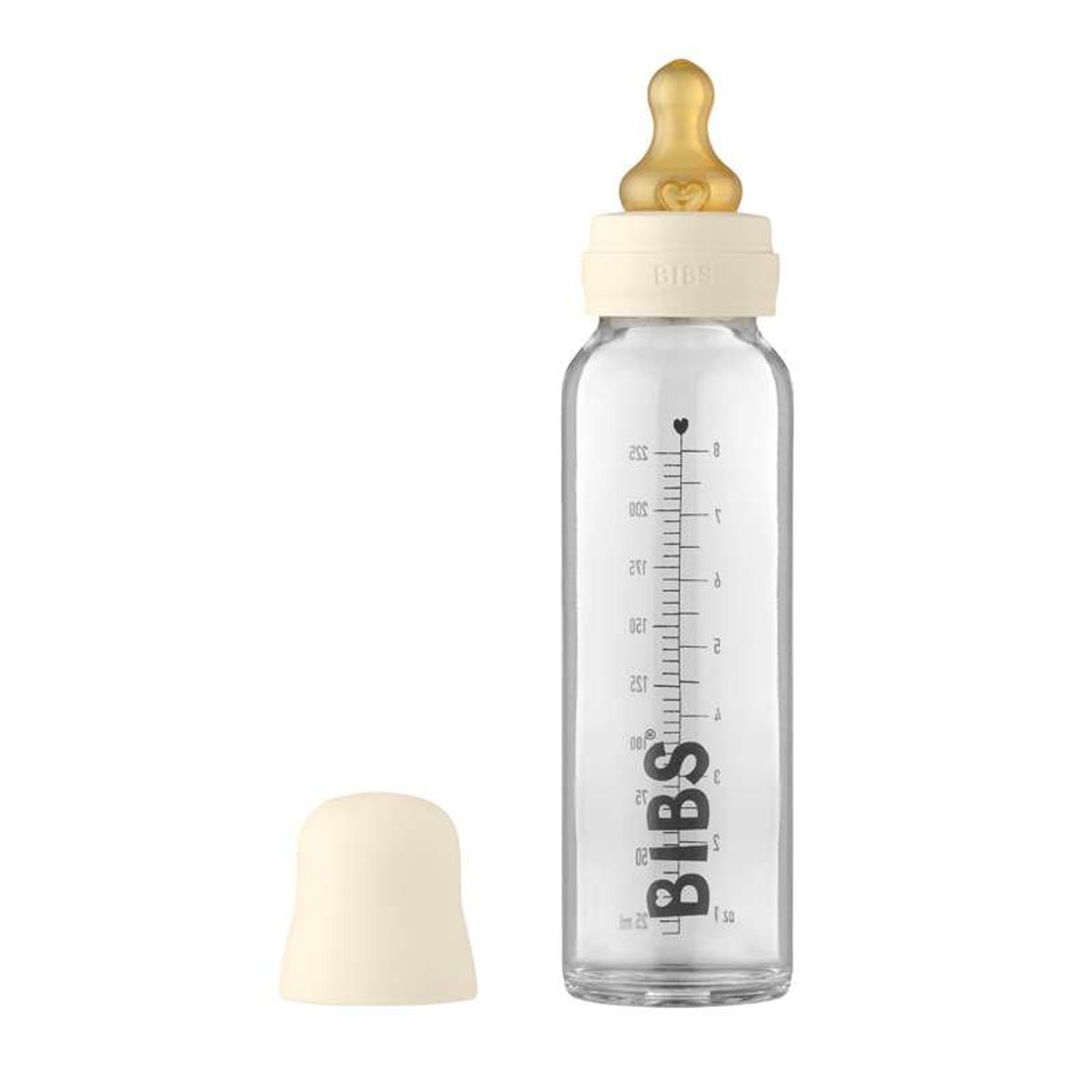 BIBS Bottle - Sutteflaskesæt - Glas - Latex/Rund - 225 ml. - Ivory