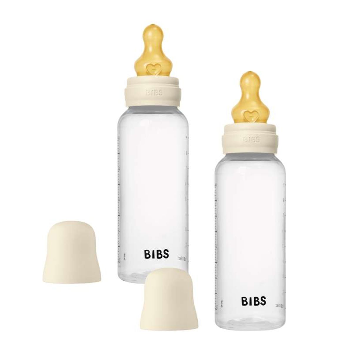 BIBS Bottle - Sutteflaskesæt - Plastik - Latex/Medium Flow/Rund - 270 ml. - 2-Pak - Ivory