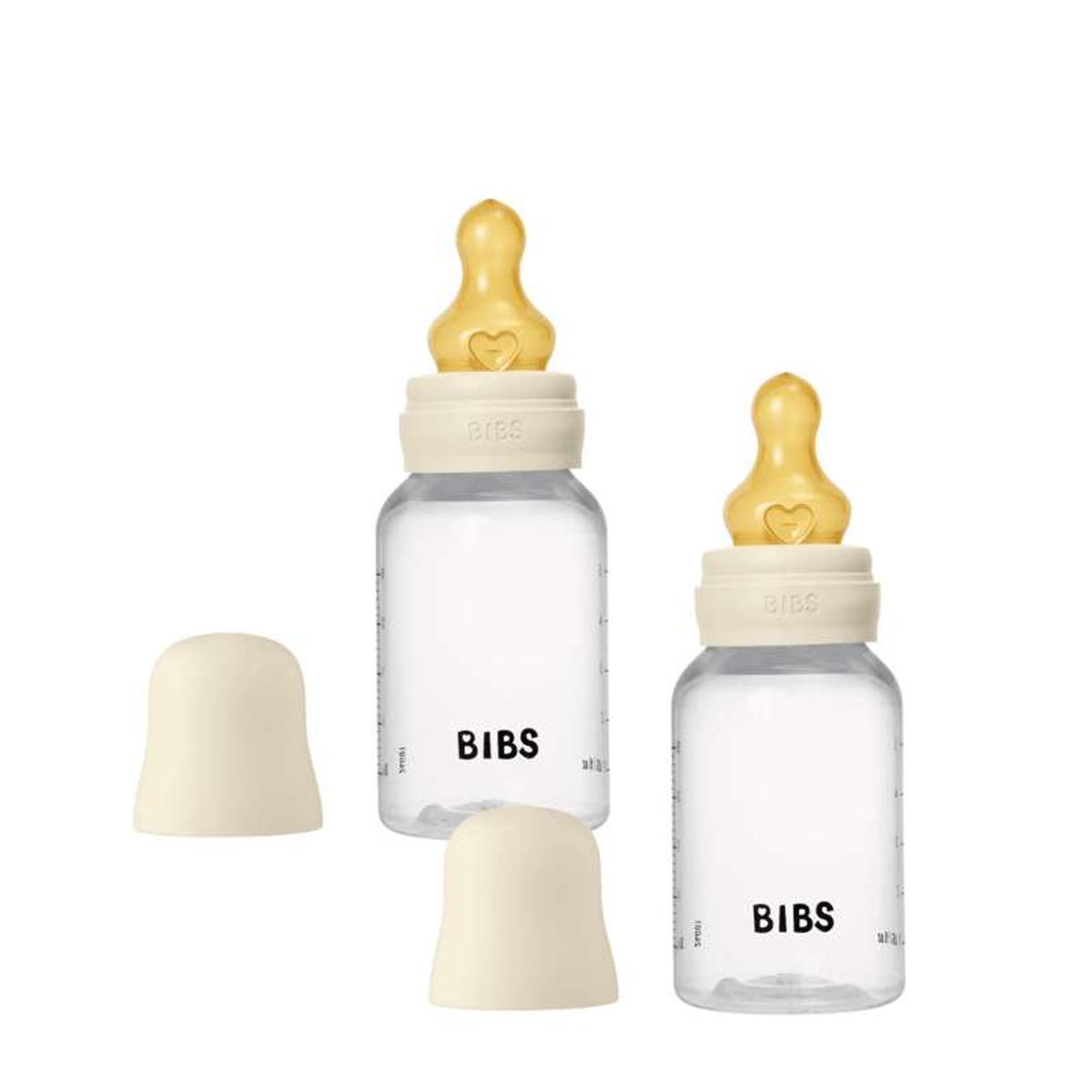 BIBS Bottle - Sutteflaskesæt - Plastik - Latex/Slow Flow/Rund - 150 ml. - 2-Pak - Ivory