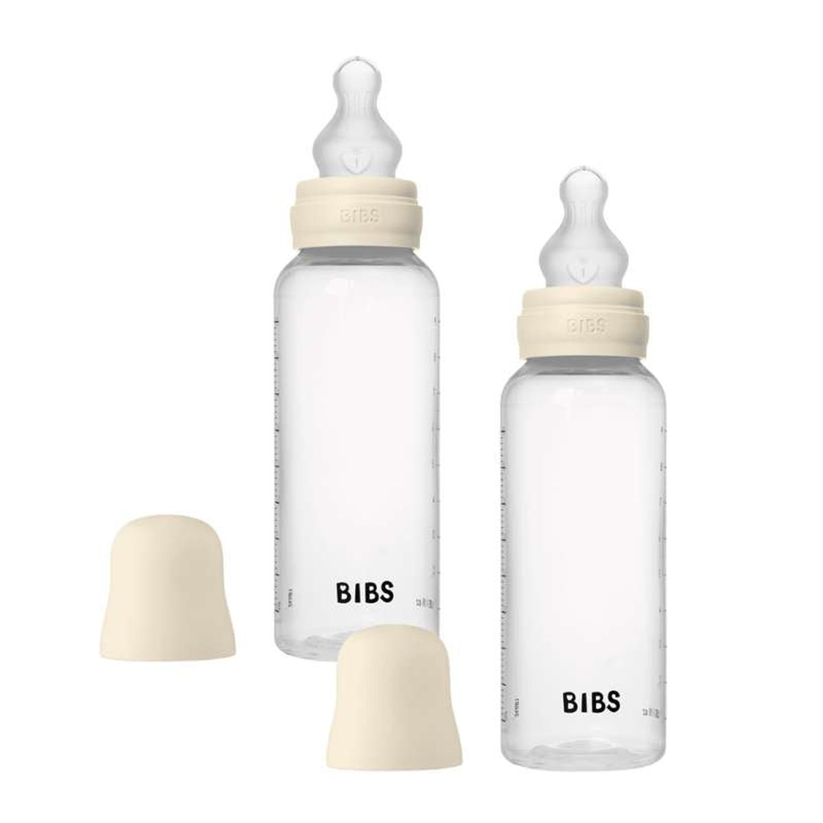 BIBS Bottle - Sutteflaskesæt - Plastik - Silikone/Medium Flow/Rund - 270 ml. - 2-Pak - Ivory