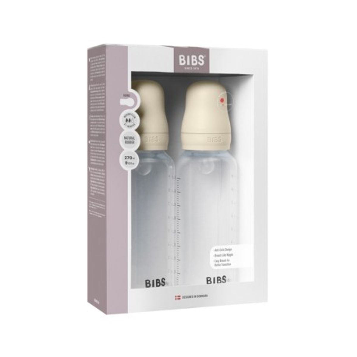 Bibs Bottle Sæt Med 2 Flasker - Komplet Sæt, 270 Ml, Silicone