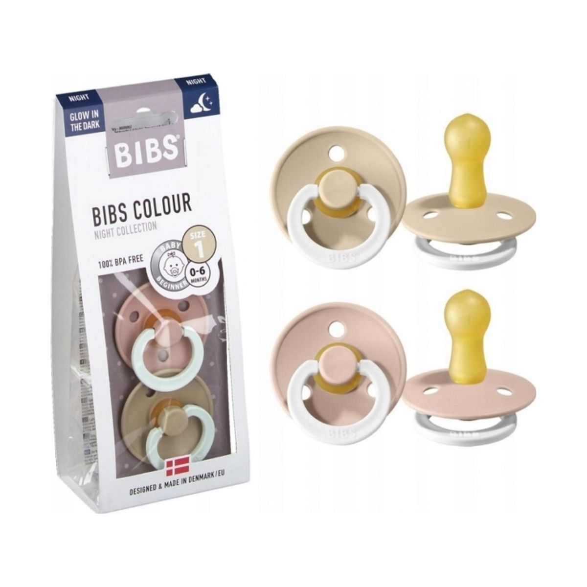 Bibs Colour Blush / Vanilla Dark Illuminated Sutter 6-18Måneder, 2 Stk