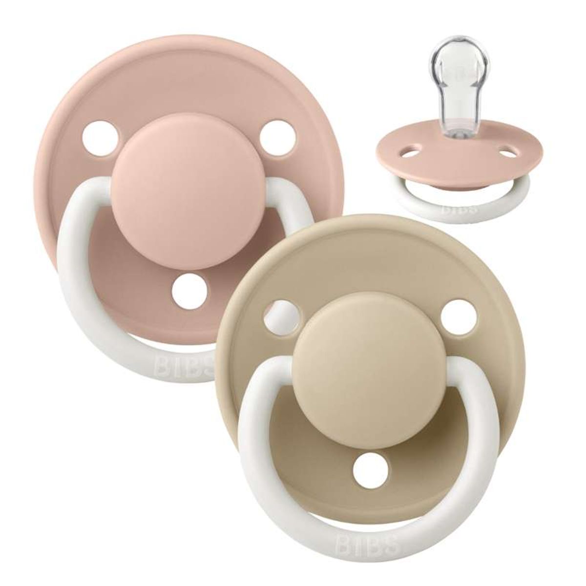 BIBS De Lux Sut - 2-Pak - Onesize - Silikone - GLOW - Blush/Vanilla