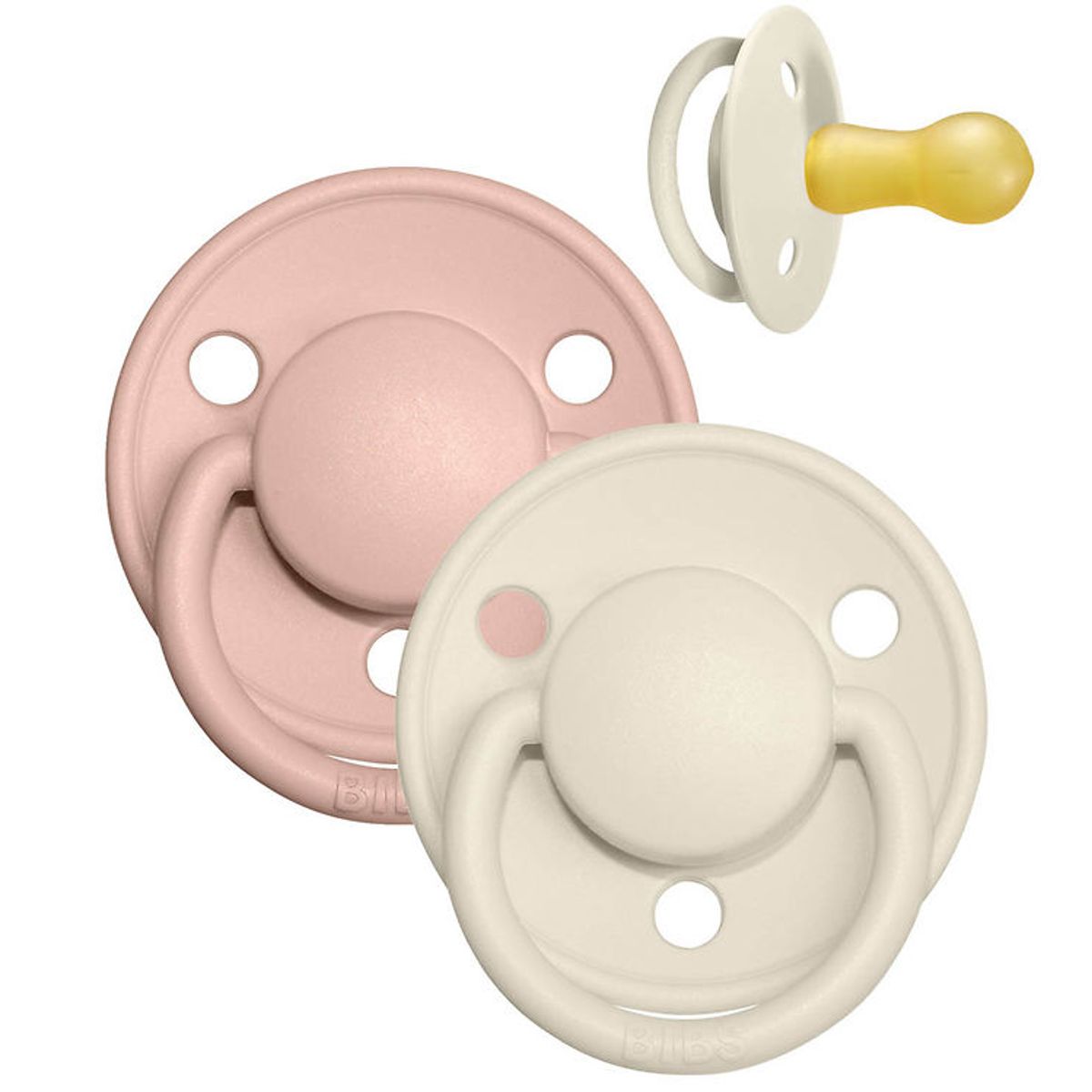 BIBS De Lux Sutter - Str. 2 - 2-pak - Rund - Ivory/Blush