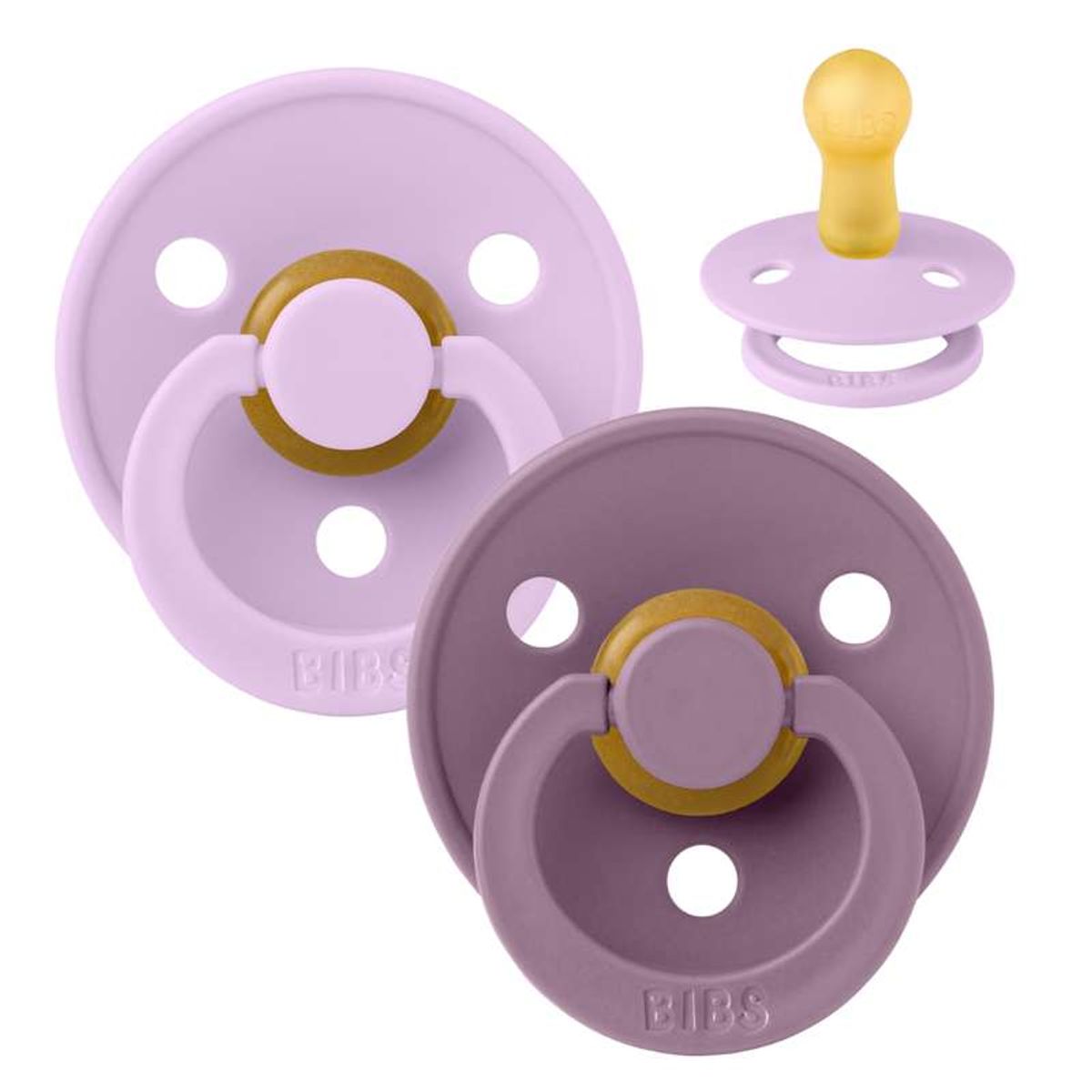 BIBS Rund Colour Sut - 2-Pak - Str. 2 - Naturgummi - Violet Sky/Mauve