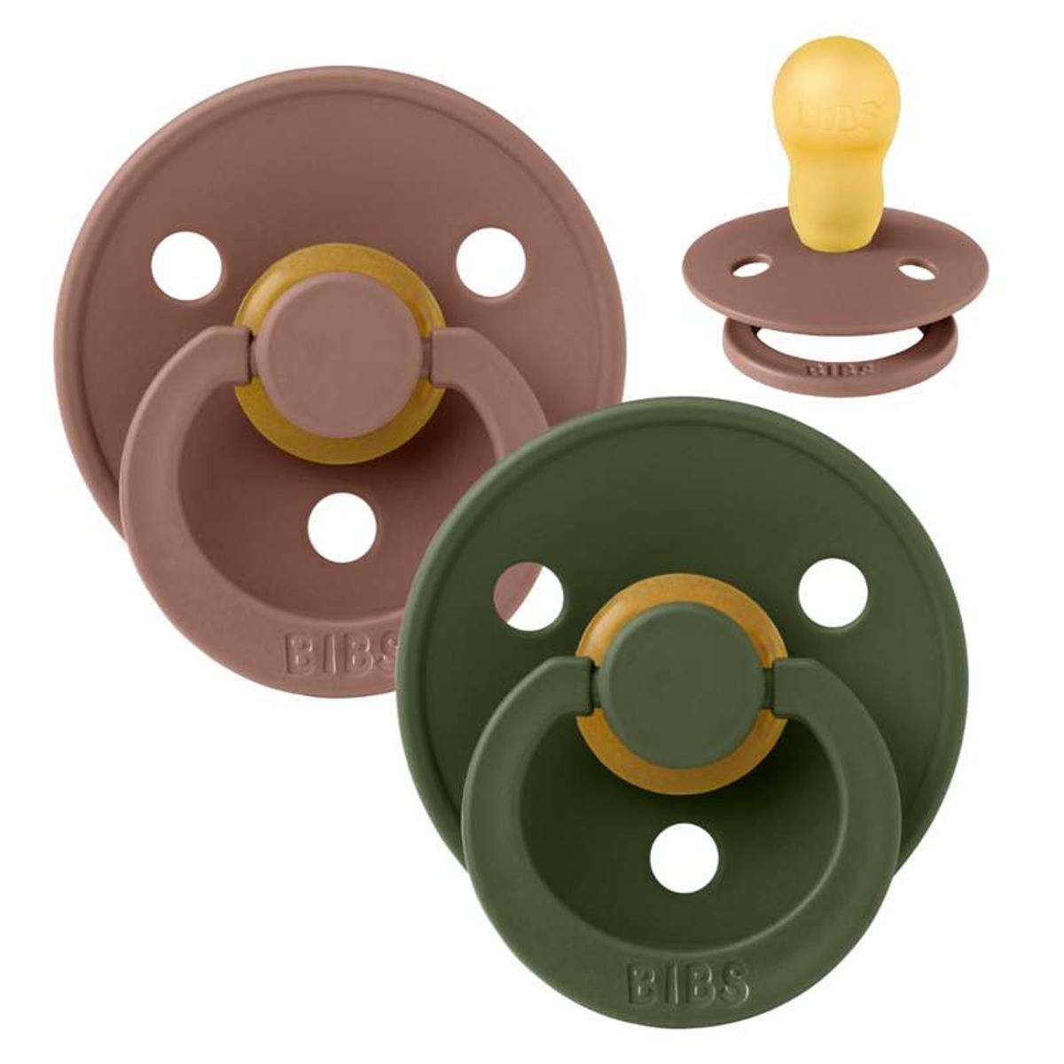 BIBS Rund Colour Sut - 2-Pak - Str. 3 - Naturgummi - Woodchuck/Hunter Green