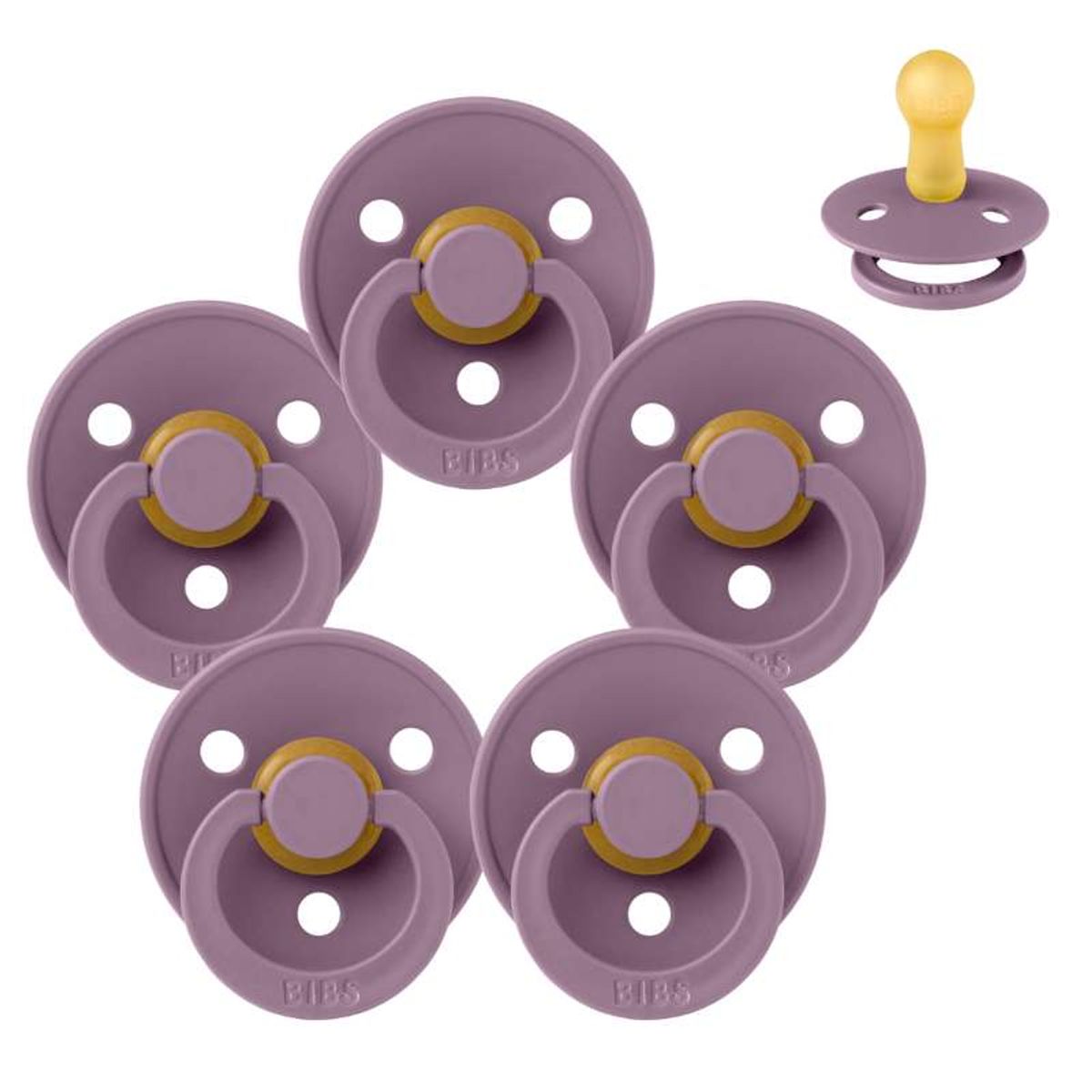 BIBS Rund Colour Sut - Sampak - 5 stk. - Str. 2 - Mauve