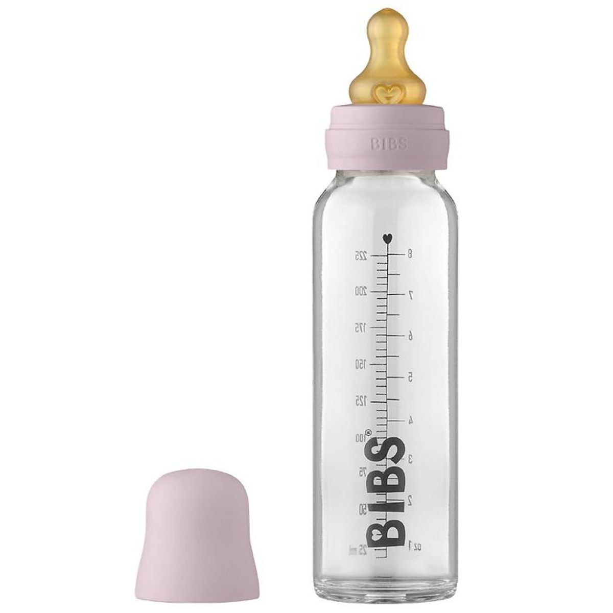 BIBS Sutteflaske - Glas - 225 ml - Naturgummi - Dusky Lilac