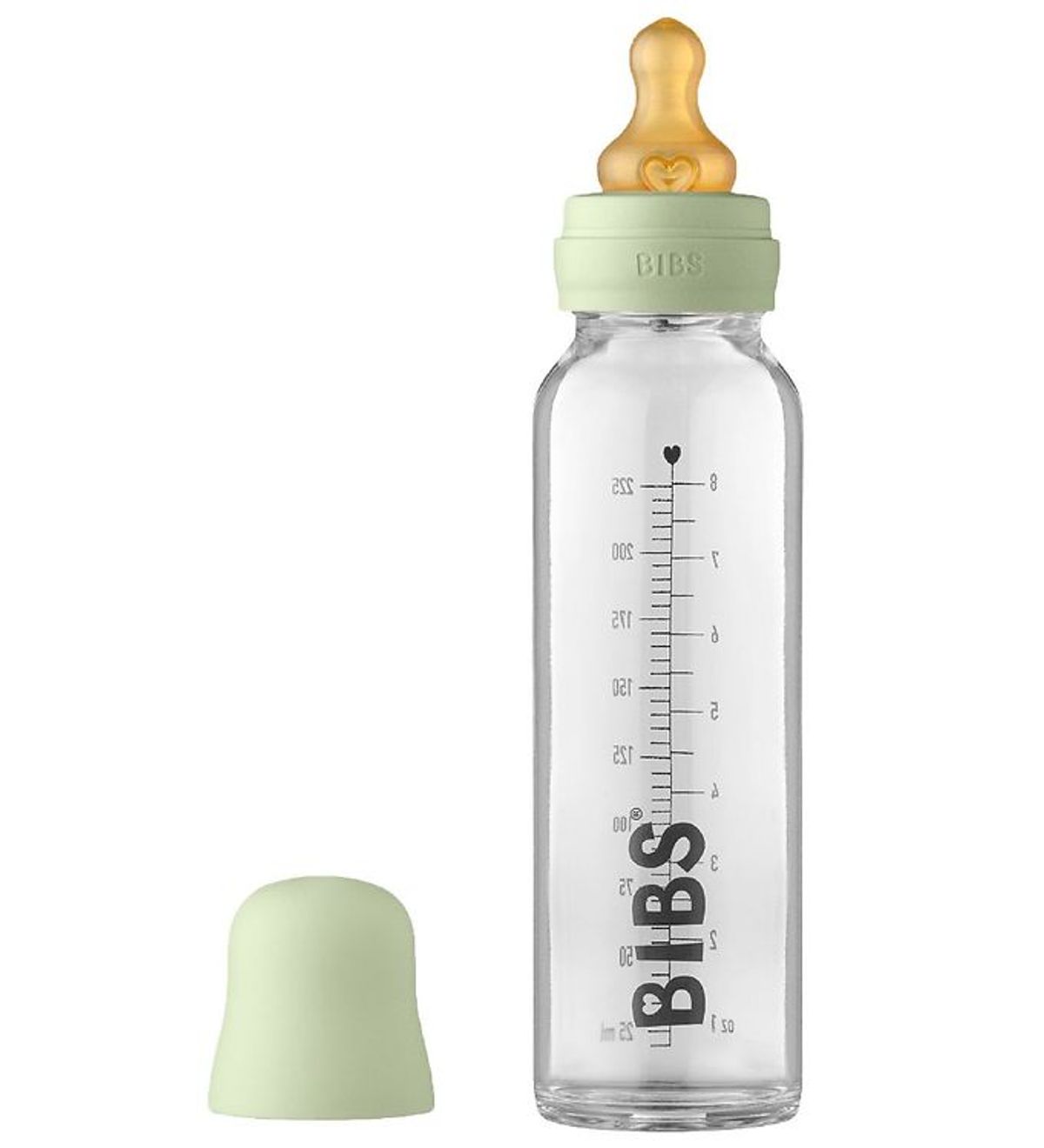 BIBS Sutteflaske - Glas - Slow Flow - 225 ml - Naturgummi - Sage