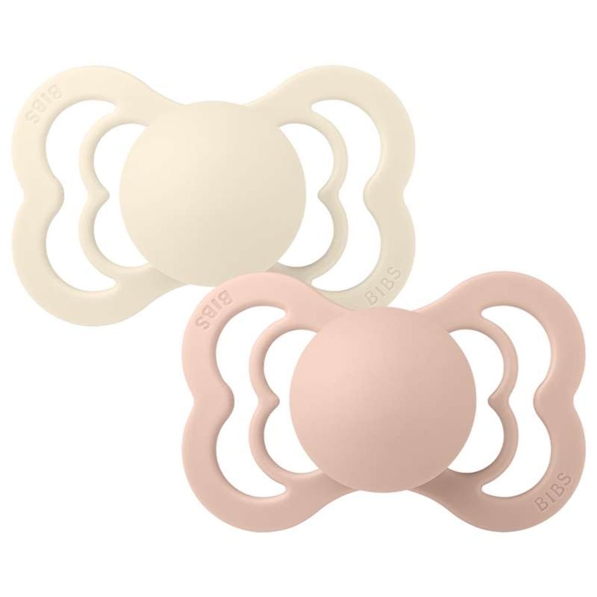 BIBS Symmetrisk Supreme Sut - 2-Pak - Str. 2 - Naturgummi - Ivory/Blush