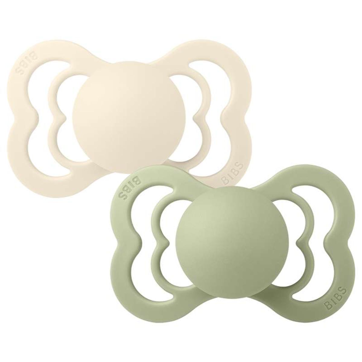 BIBS Symmetrisk Supreme Sut - 2-Pak - Str. 2 - Naturgummi - Ivory/Sage