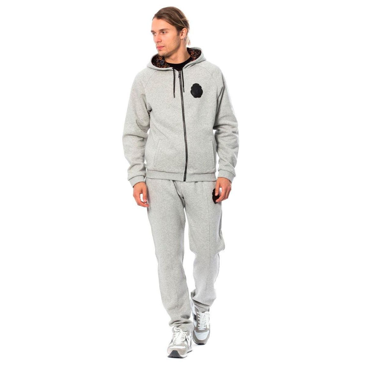 Billionaire Italian Couture Elegant Gray Hooded Cotton Sweatsuit