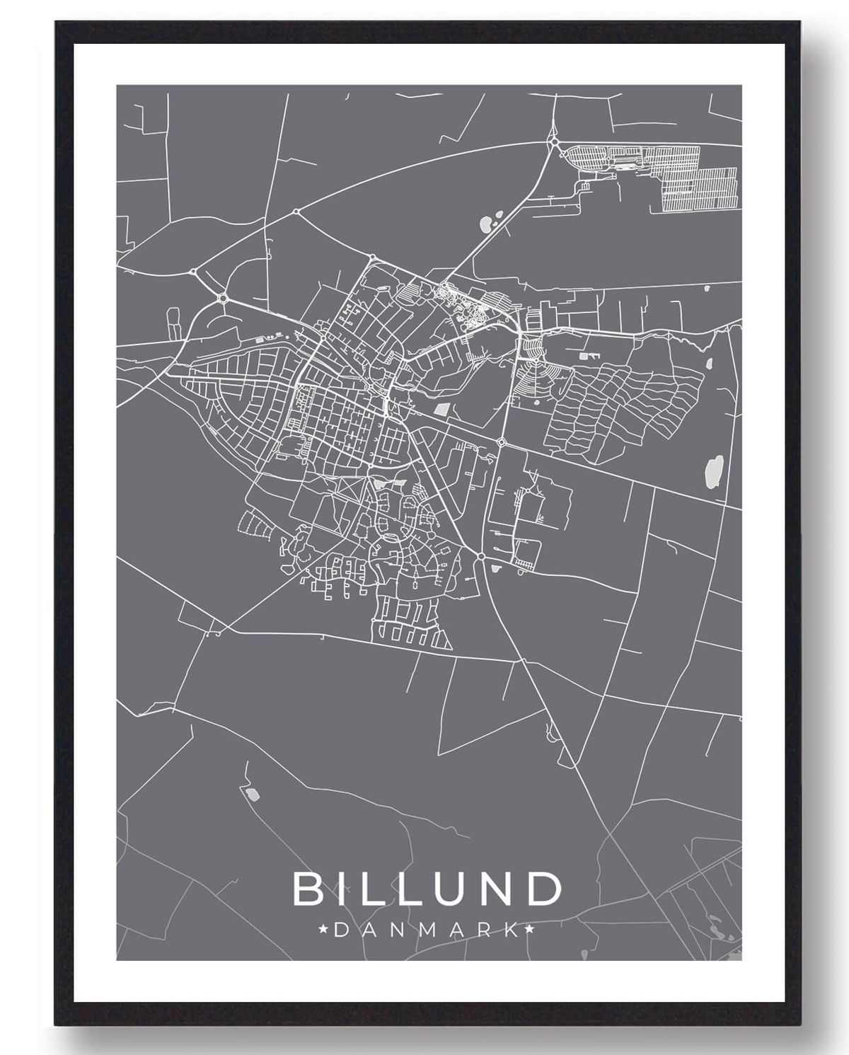 Billund by plakat - grå (Størrelse: L - 50x70cm (B2))