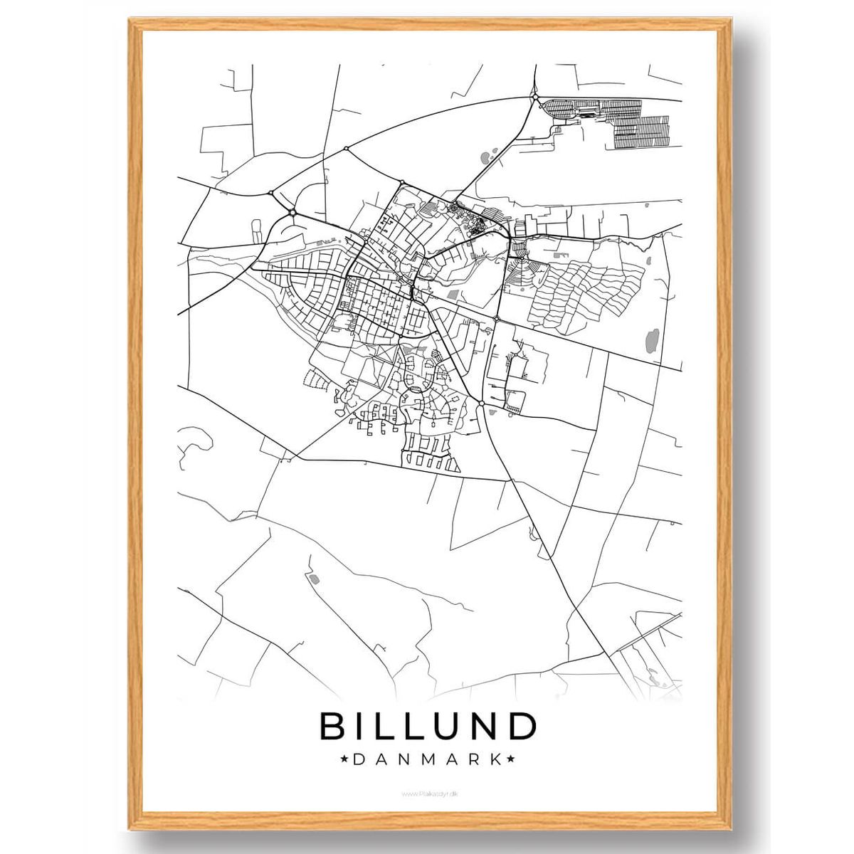 Billund by plakat - hvid (Størrelse: S - 21x29,7cm (A4))