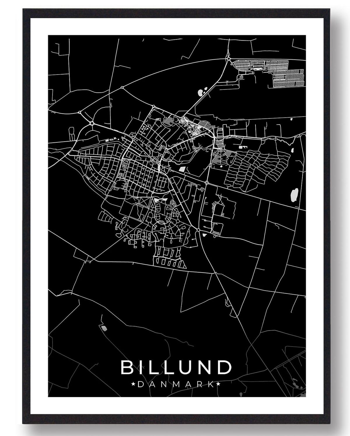 Billund by plakat - sort (Størrelse: L - 50x70cm (B2))