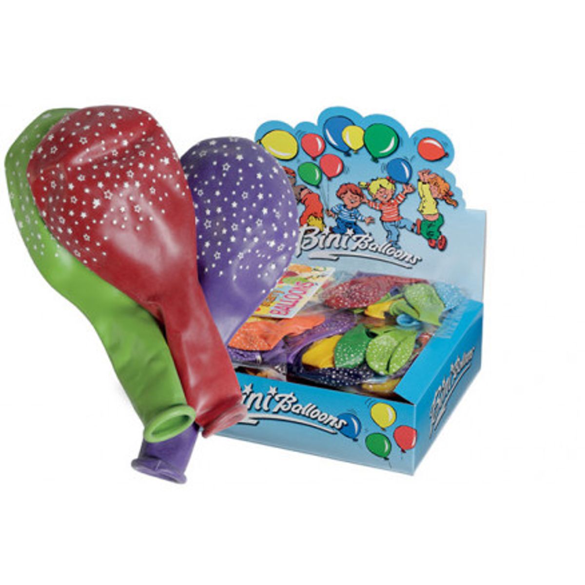 Bini Balloons Balloner Stjerner Ass. farver Ø29cm - 6 stk