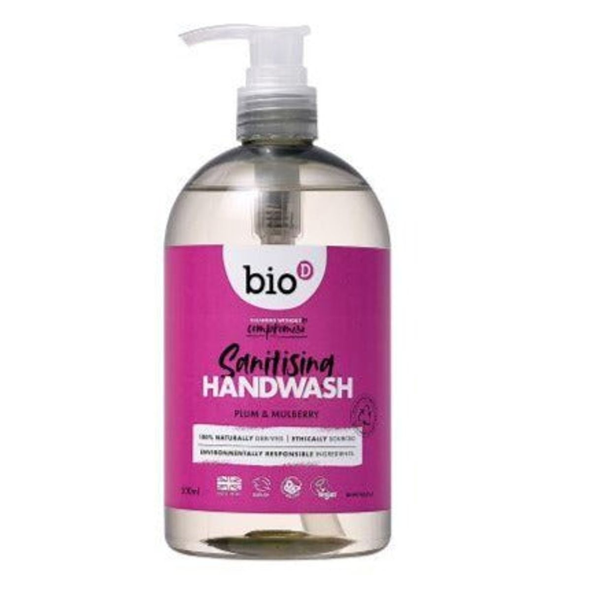 Bio-D - Antibakteriel Håndsæbe - Blomme & Morbær Duft - 500 Ml