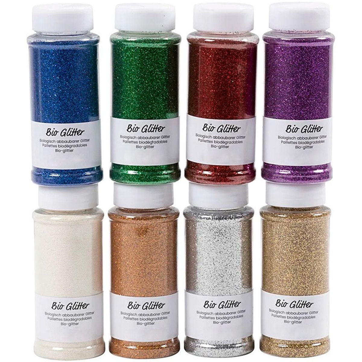 Bio-glitter, ass. farver, 8x110 g/ 1 pk.