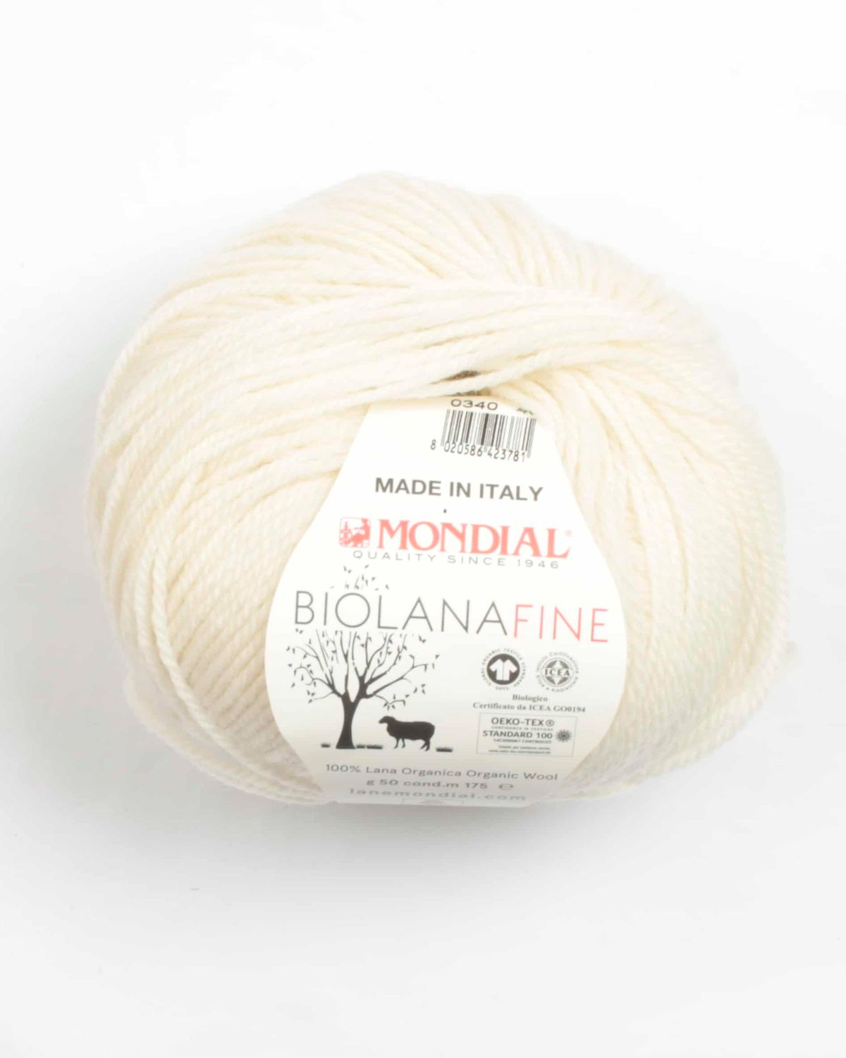 Bio Lana Fine fra Mondial i mange farver - 340 Offwhite - 100% Uld