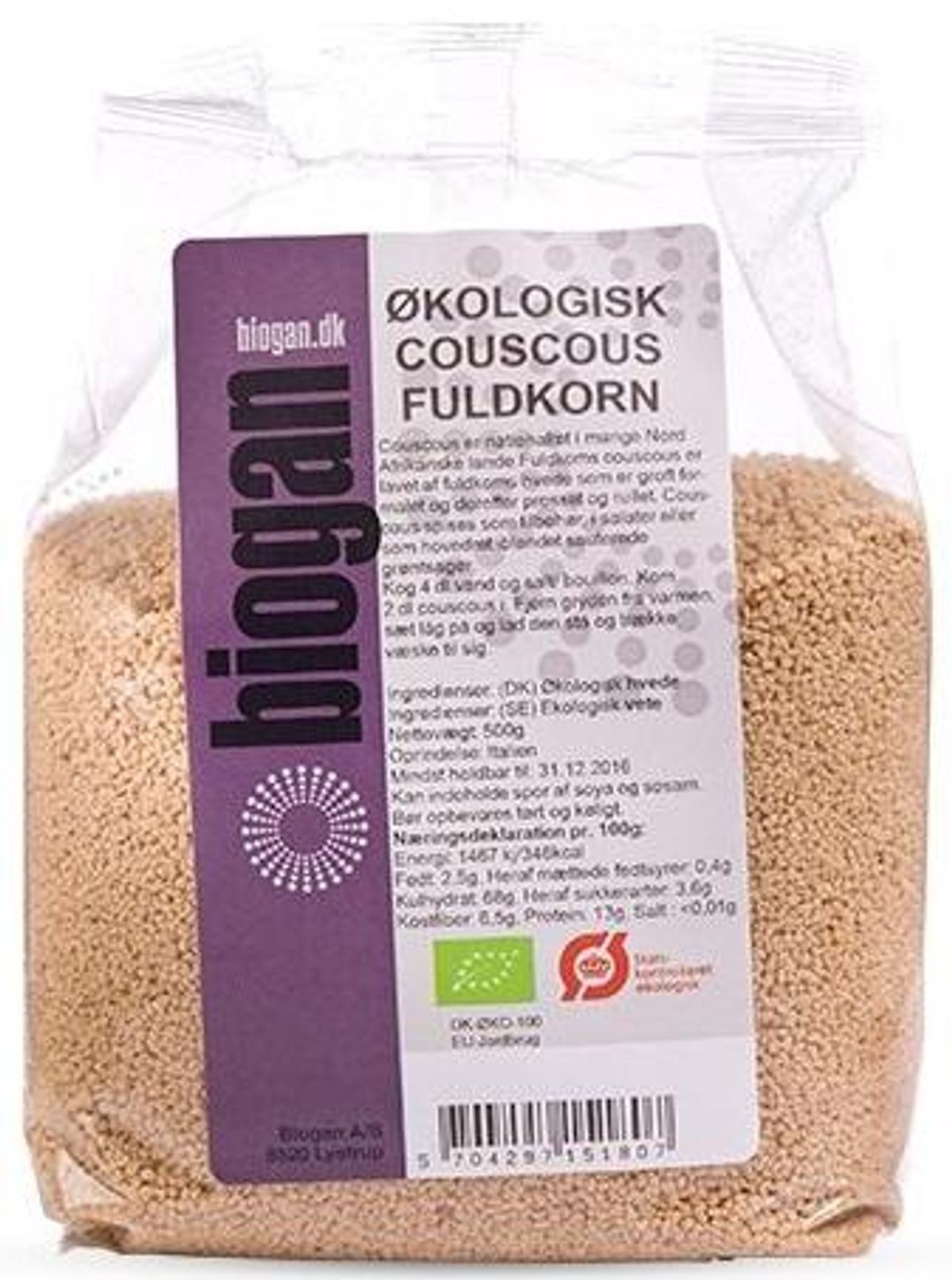 Biogan Couscous fuldkorn Ø, 500g.