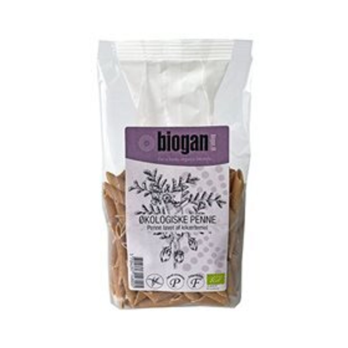 Biogan Penne af kikærtemel Ø, 250g.