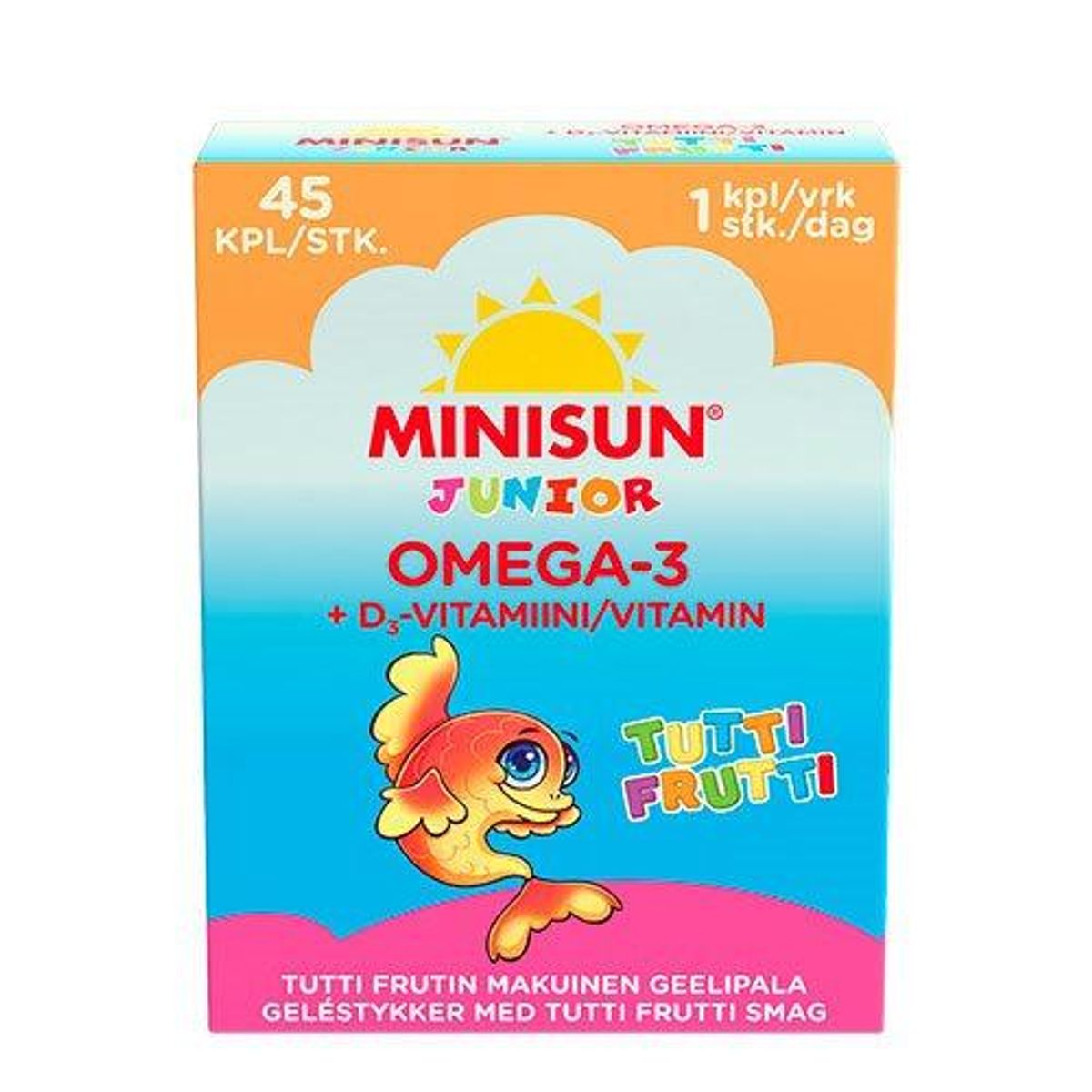 Biosym Omega-3+D-vit Junior tutti frutti, 45kap