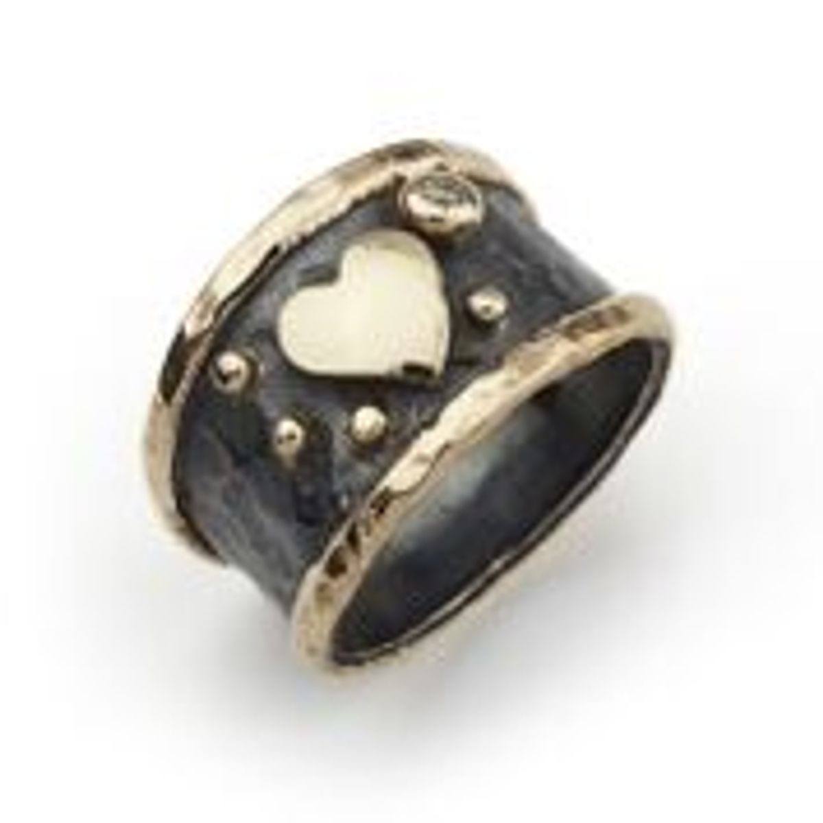 Birdie Empire Slim Heart Ring i Sterling Sølv med 14 Karat Guld Og 0,03 Carat Diamant