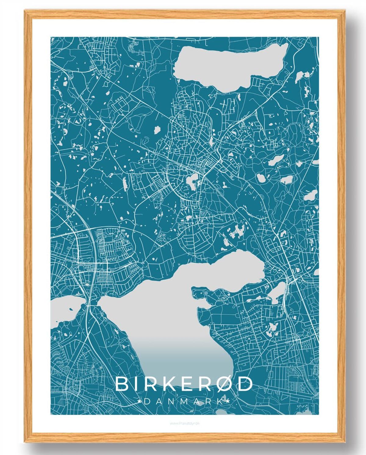 Birkerød by plakat - blå (Størrelse: L - 50x70cm (B2))