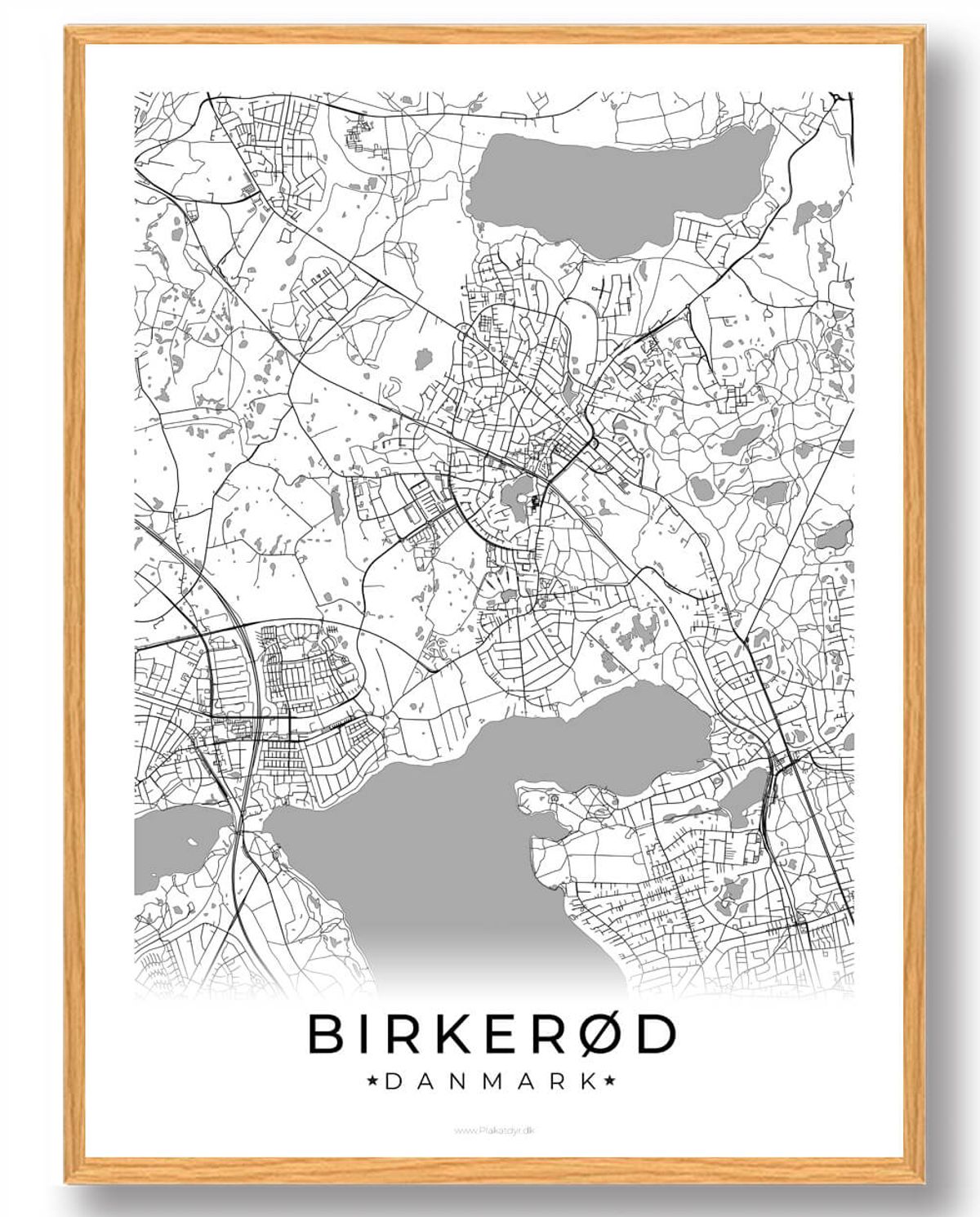 Birkerød by plakat - hvid (Størrelse: L - 50x70cm (B2))