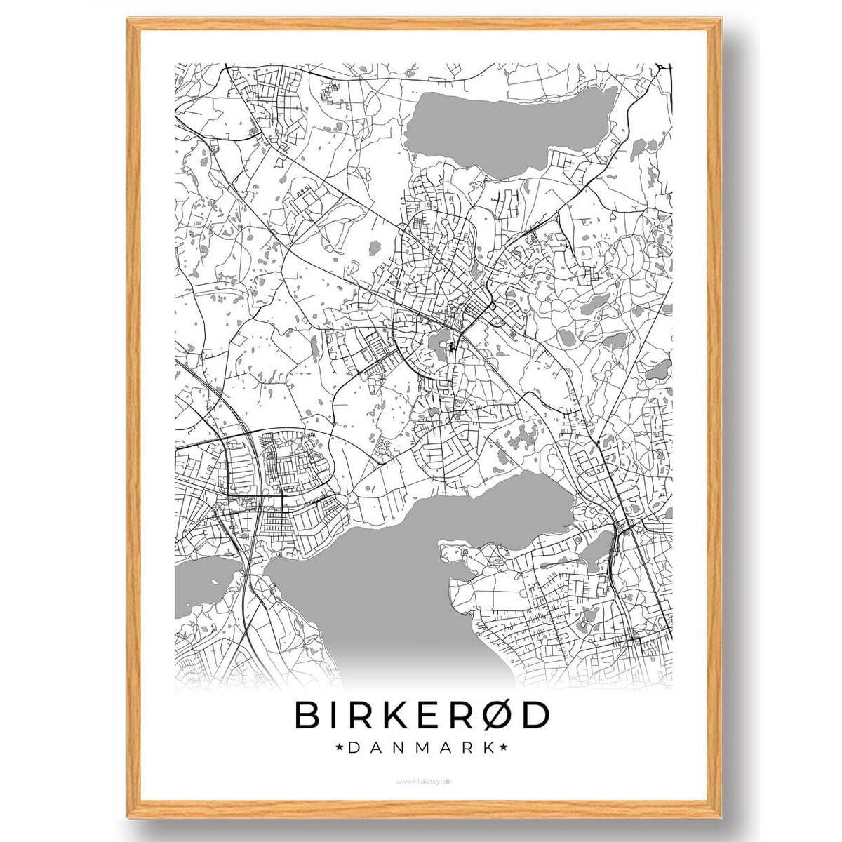 Birkerød by plakat - hvid (Størrelse: M - 30x40cm)