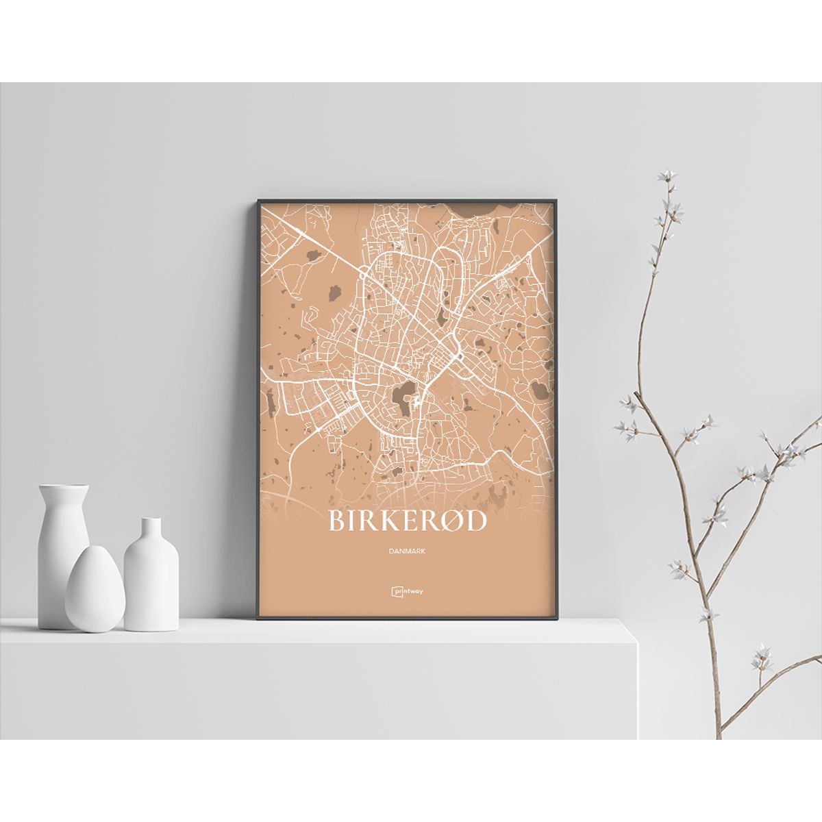 Birkerød Plakaten Fuldt kort Guld 42×60 cm (A2)