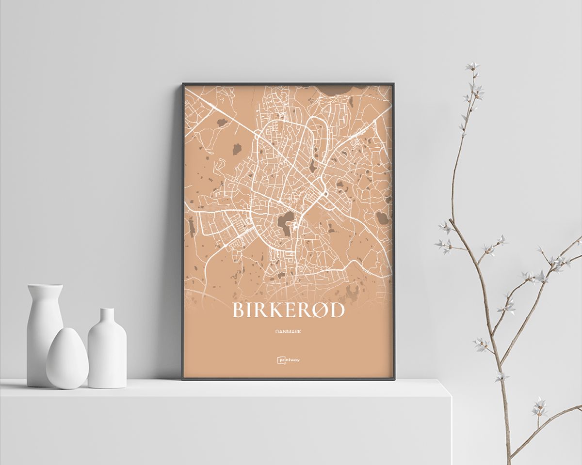 Birkerød Plakaten Fuldt kort Guld 60×84 cm (A1)