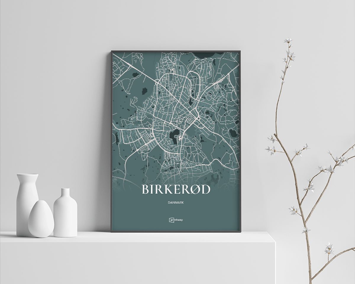 Birkerød Plakaten Fuldt kort Skovgrøn 42×60 cm (A2)