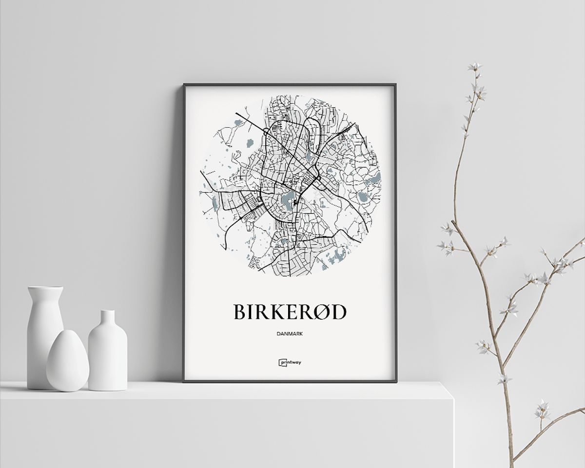 Birkerød Plakaten Rundt kort Hvid 50×70 cm (B2)