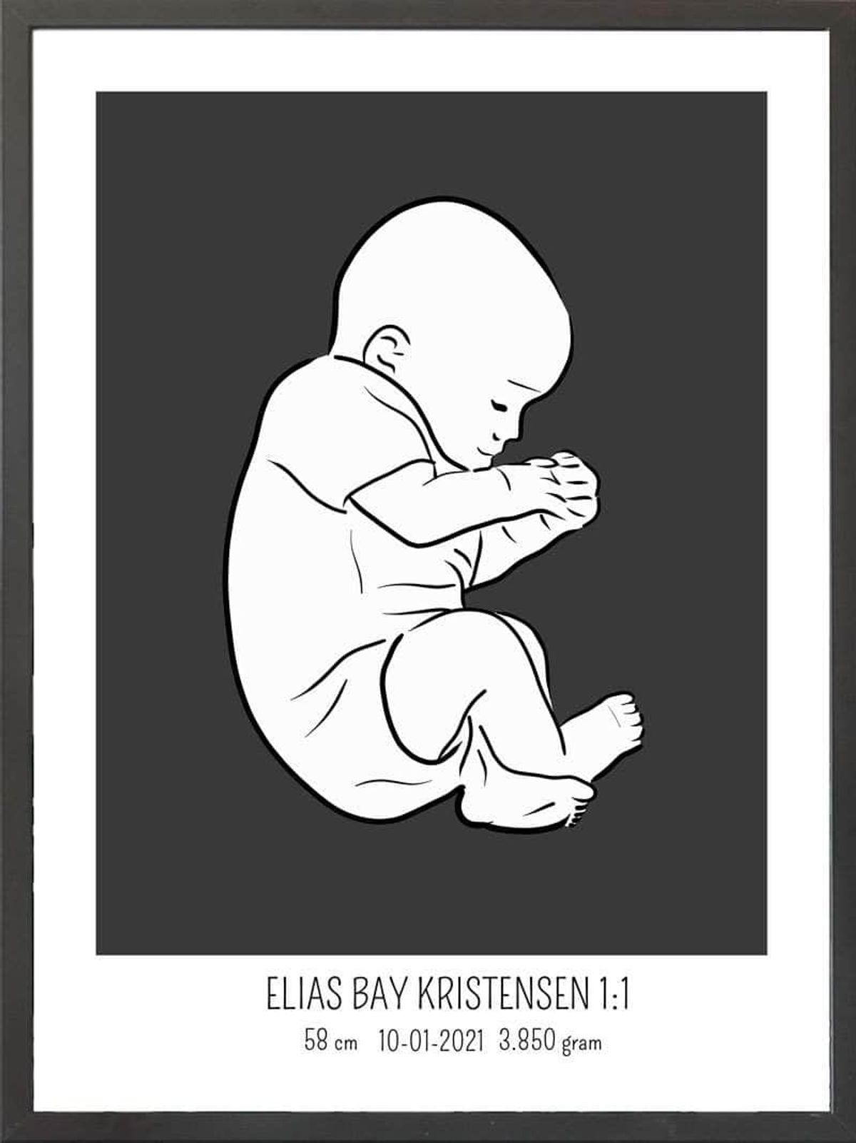 Birth poster / fødselsplakat 1:1 - Fosterstilling blå