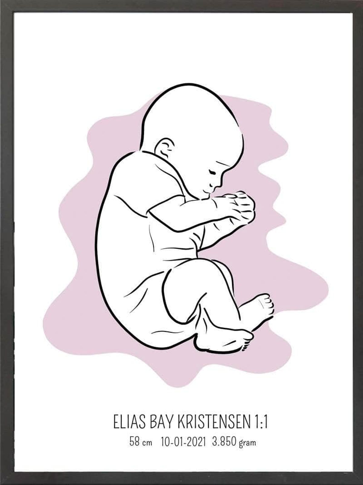 Birth poster / fødselsplakat 1:1 - Fosterstilling blå