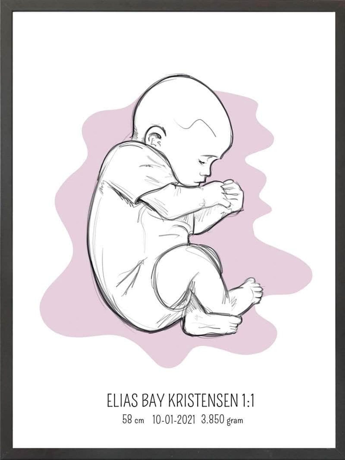 Birth poster / fødselsplakat 1:1 - Fosterstilling blå