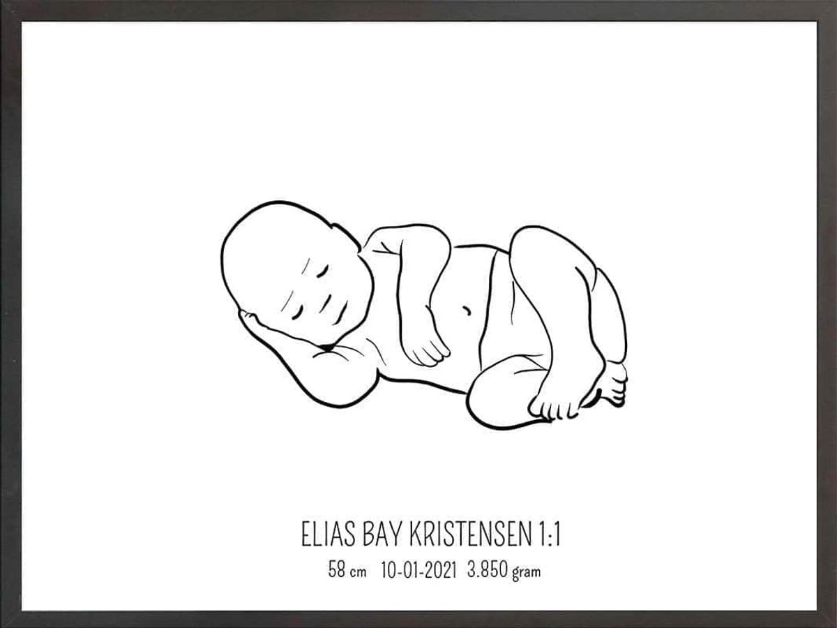 Birth poster / fødselsplakat 1:1 - Liggende lyserød